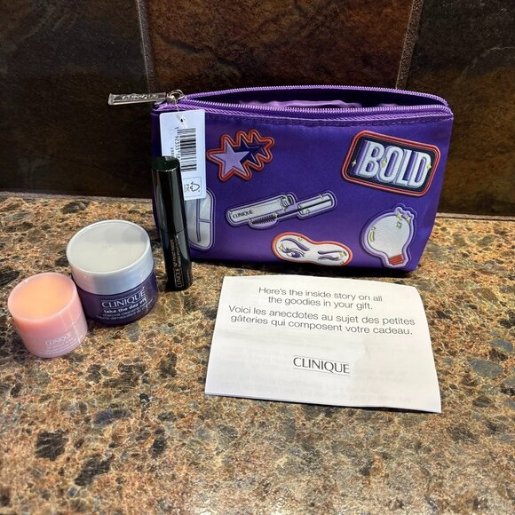 NWT Clinique 4 Piece Skin Care Makeup Bag All About Eyes Take the Day Off Mascar - Picture 1 of 8